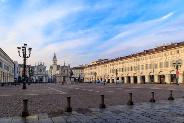 Italian city, Turin at dusk