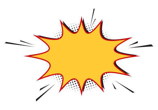 stockillustraties, clipart, cartoons en iconen met comic explosion effect. comic yellow burst speech bubble. cartoon effects explosion design element - gebarsten