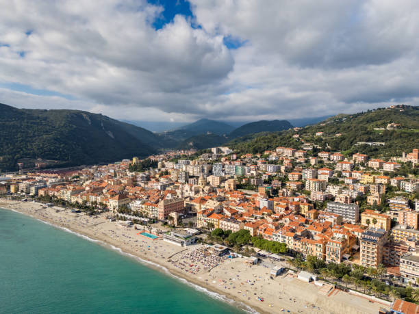istock Finale Ligure, Italian town from drone 2202928196