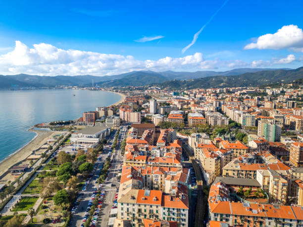 istock Savona, Italian city from drone 2202929747