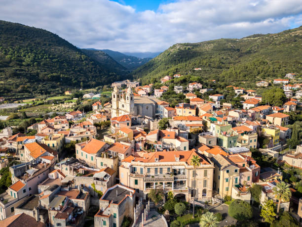 Borgio Verezzi, Italian town from drone