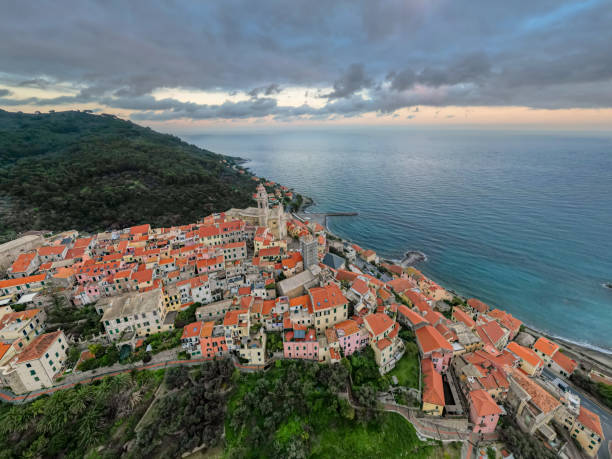 istock Cervo, Italian town from drone 2202930885