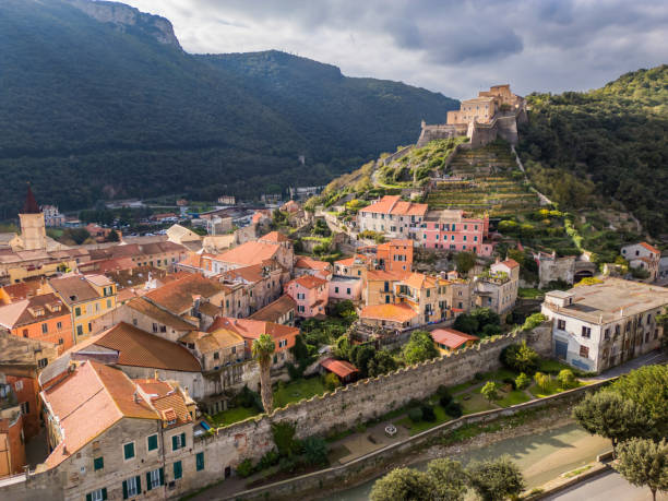 istock Finalborgo, Italian town from drone 2202931512