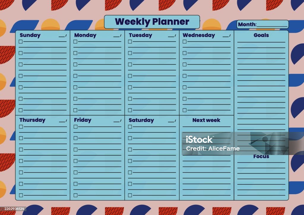 Weekly Task Work Planner With Checklist And Notes Section Stock ...
