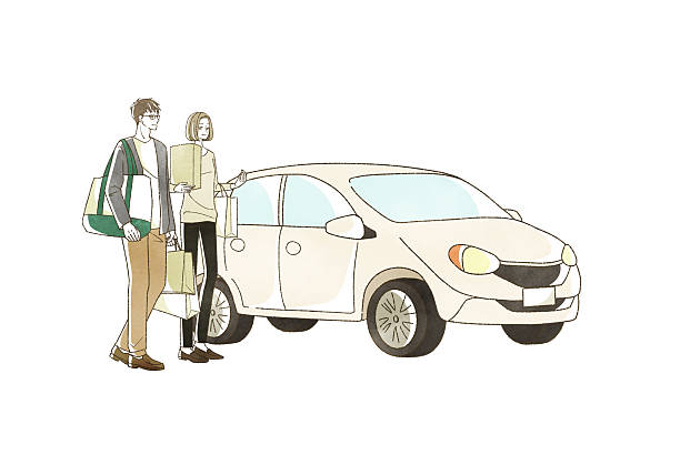 istock Men and women who come shopping by car 2202951766