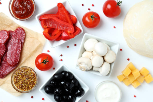 istock Concept of cooking pizza on white background 2202955203