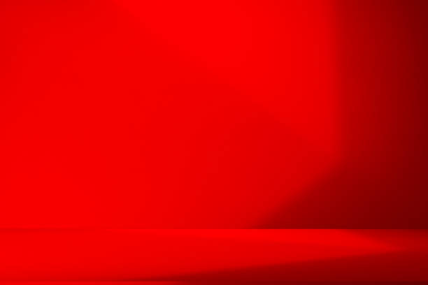 istock Wall interior background, studio and backdrops show products.with shadow from window color red . background for text insertion and presentation product 2202957336