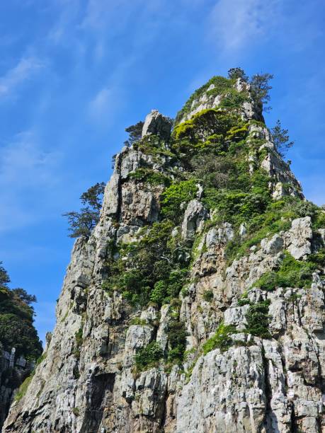 istock Majestic Rocky Cliff with Greenery Under Blue Sky 2202958472
