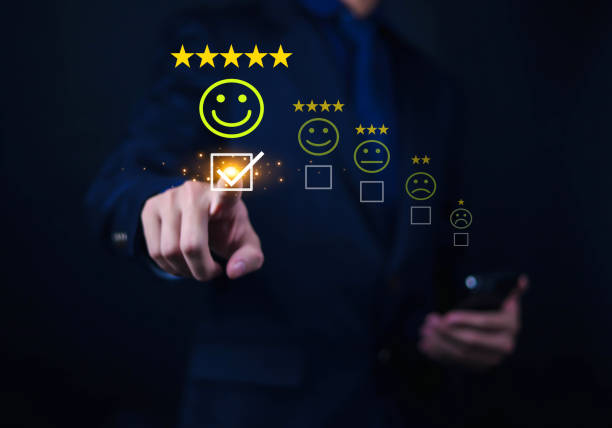 istock Business concept satisfaction survey, users rate service experience in online application, rate business with best quality in customer service. 2202959128