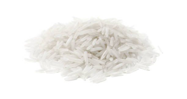 istock Pile of raw basmati rice isolated on white 2202966697