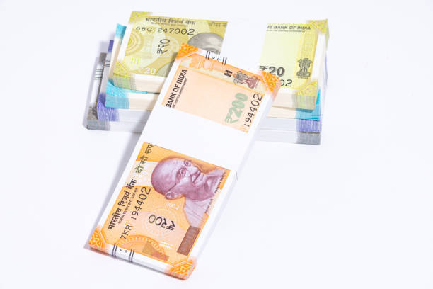 New Indian money over white isolated background, Indian Currency, Rupee, Indian Rupee,Indian Money, Business, finance, investment, saving and corruption concept - Image