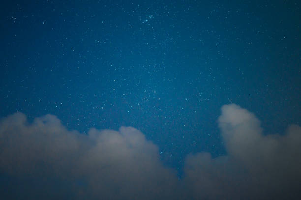 High-resolution night sky showcasing a vast array of stars against a deep blue backdrop. This tranquil scene illustrates the beauty of rural Thailand, where the sky offering perfect conditions for stargazing and astrophotography.