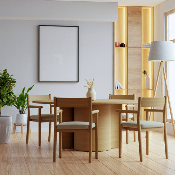 istock Mockup poster frame in dining room interior and accessories- 3D rendering 2202970737