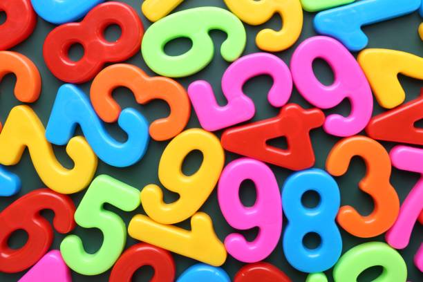 istock Colorful numbers on green background, top view 2202972320