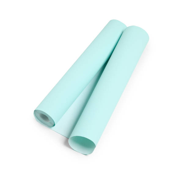 istock One light turquoise wallpaper roll isolated on white, top view 2202972377