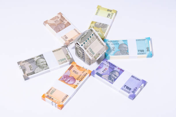 Indian currency notes stock photo