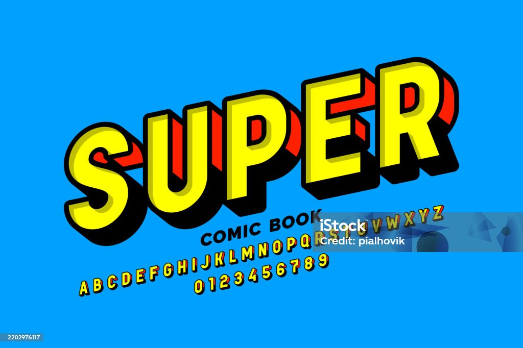 Comic Design Lettering Super Comic Book Style Font Design Alphabet Letters And Numbers Vector ...