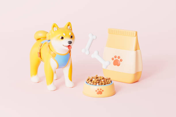 istock 3d rendering pet dog and pet food 2202978073