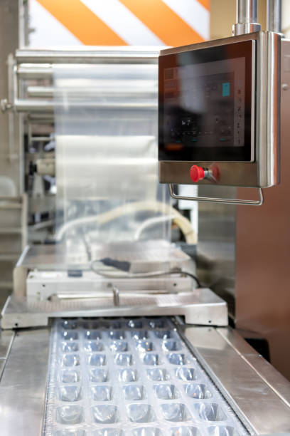 istock Modern packaging machine operating in a food production facility 2202980896