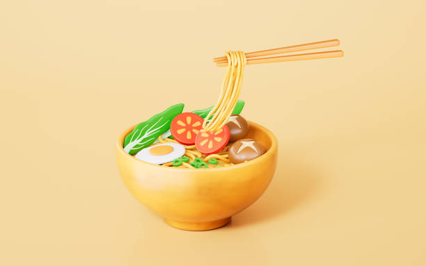 istock 3d rendering noodles and ramen in yellow background 2202982981
