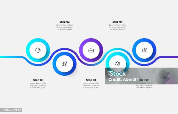 Infographic Five Step Process For Business And Process Visualization ...