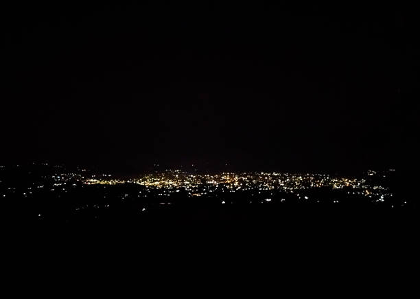 city ​​lights at night from a distance