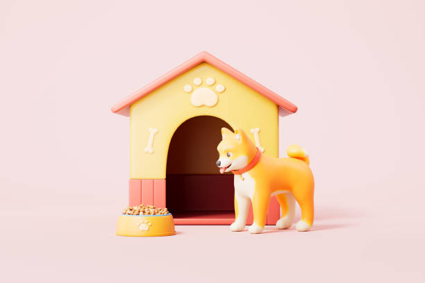 istock 3d rendering pet dog and dog house 2202983905