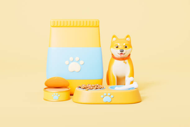 istock 3d rendering pet dog and pet food 2202983918