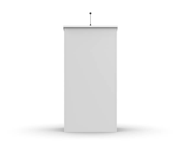 Blank podium speech stand mockup template, 3d illustration.