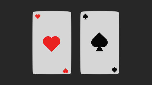 3D model of two playing cards hearts and spades on a gray background, gambling