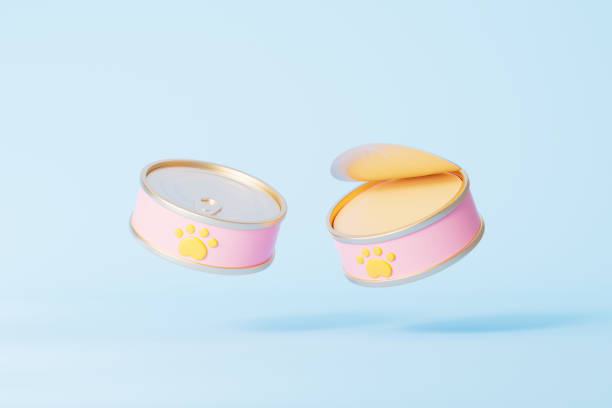 3d rendering pet food and pet can