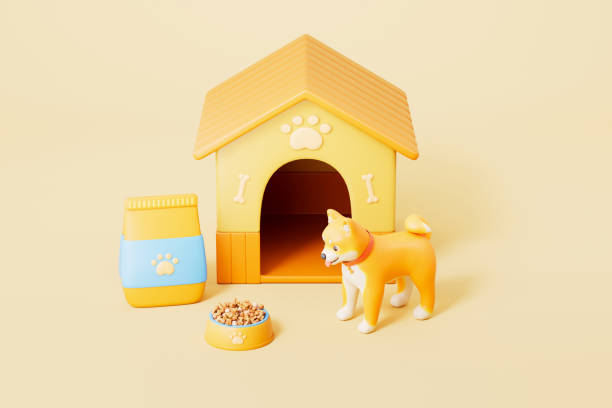 istock 3d rendering pet dog and dog house 2202984563