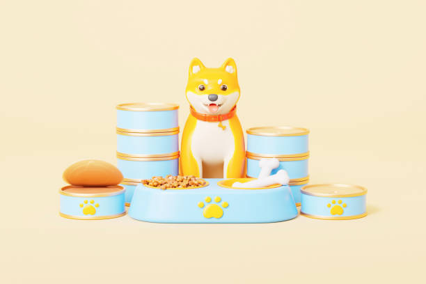 istock 3d rendering pet dog and pet food 2202984585