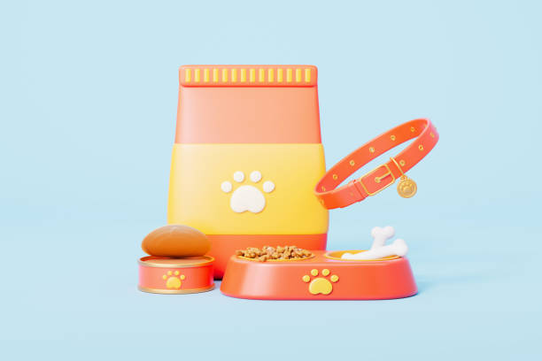 istock 3d rendering pet food and collar 2202986008