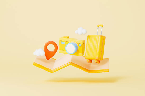 istock 3d rendering travel suitcase and camera on a map 2202986067