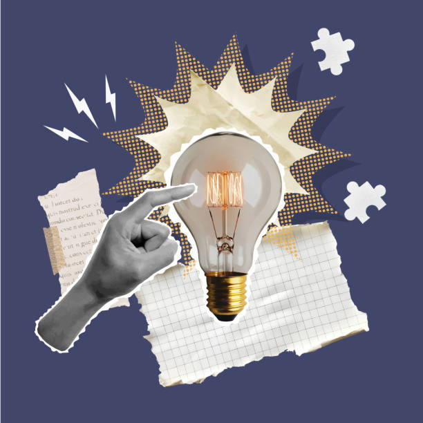 istock Inspiring hand reaching for a glowing lightbulb to ignite ideas and creativity, vector illustration 2202994866