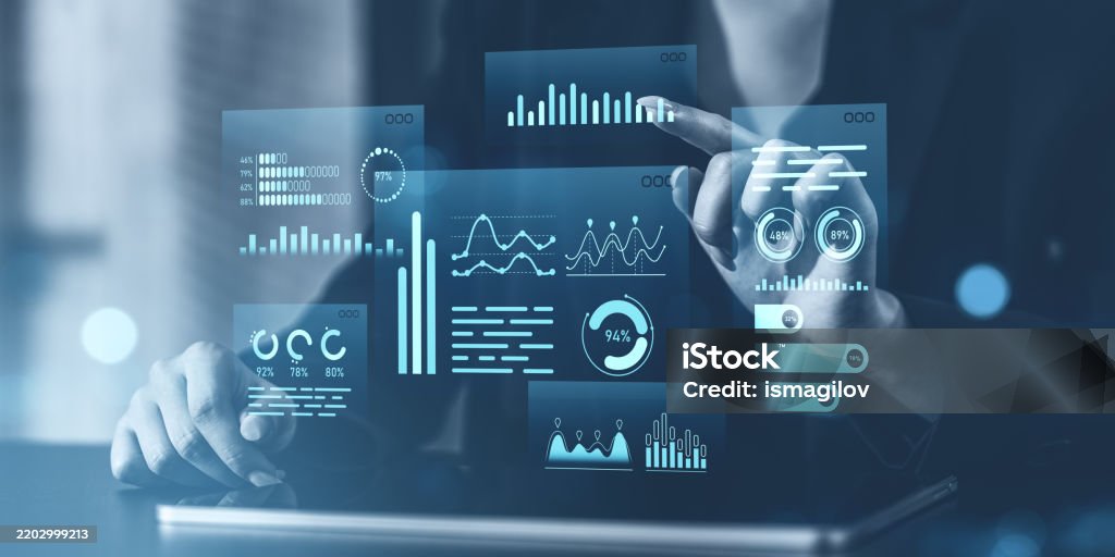 Interactive Virtual Data Interface With Digital Analytics Graphics In ...