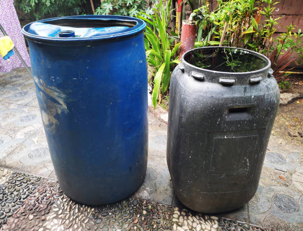 istock Outdoor Water Storage Barrel with Rainwater Collection 2203000373
