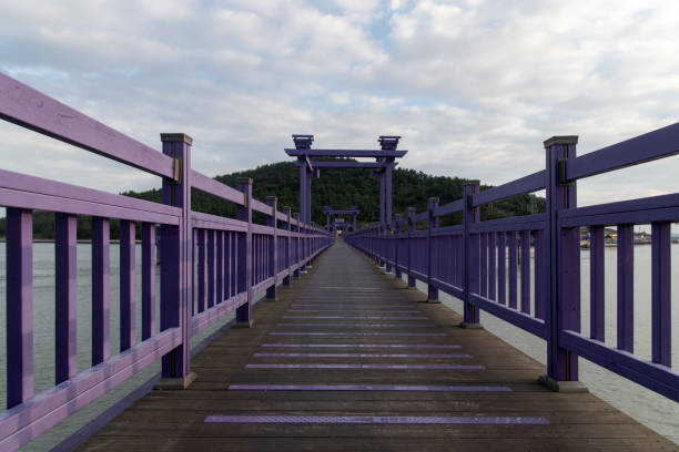 istock purple footbridge on the sea 2203008082