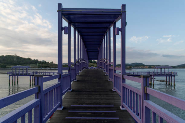 istock purple footbridge on the sea 2203008415