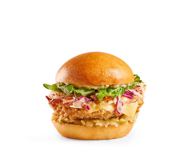 istock Hamburger and cheeseburger with sauce and green salads isolated white background 2203011265