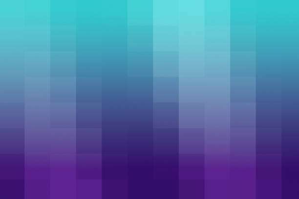 A digital abstract background featuring a pixelated gradient transitioning from turquoise to deep purple. The geometric and futuristic aesthetic makes it perfect for modern design projects, technology themes, and digital artwork.