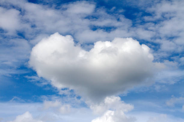 heart shaped cloud flies beautifully across the sky, love and care
