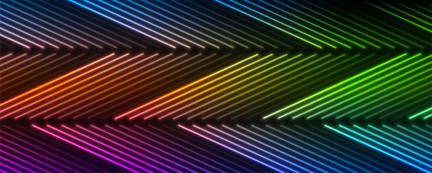 istock Colorful neon glowing laser lines futuristic background 2203023771