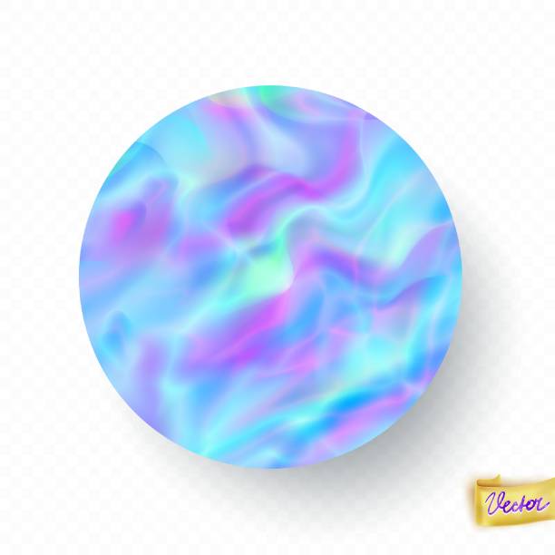 istock Holographic circle sticker with the shadow. Abstract round trendy wallpaper background. Hologram texture. Premium quality. Modern vector  for mockup design 2203026311
