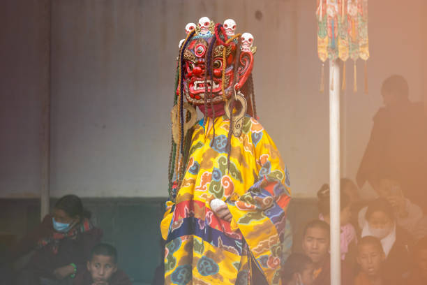 Tibetan Buddhist monks perform the sacred Lama Dance at Ka-Nying Shedrub Ling Monastery in Kathmandu, Nepal, 27 February 2025. Tibetan Buddhist pilgrims gather at the monastery to witness the Lama Dance, which is held annually on the eve of the Tibetan New Year. It is believed that attending the Lama Dance brings good fortune, longevity, and luck for the upcoming year.