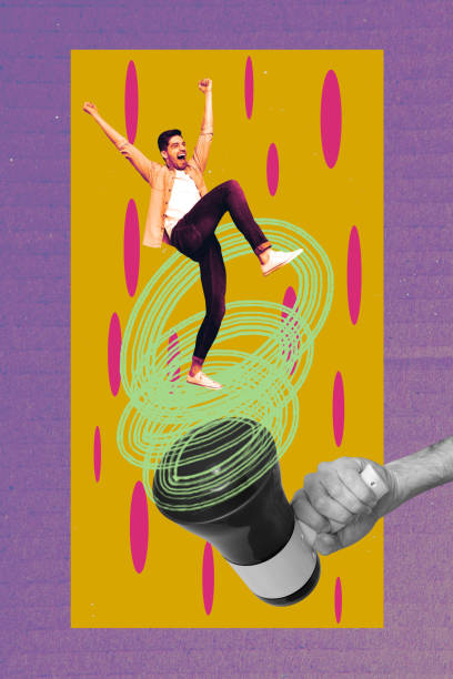 istock Art image vertical photo collage of hand hold megaphone scribble propaganda election winning activist announcement strike 2203030838