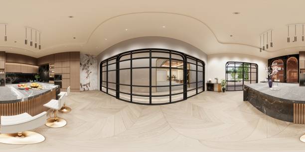 istock 3D render exterior  of modern house exterior. 360 Panorama vr. 2203033341