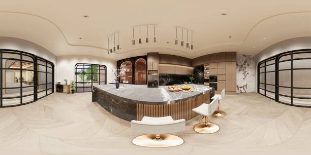 istock 3D render exterior  of modern house exterior. 360 Panorama vr. 2203033362
