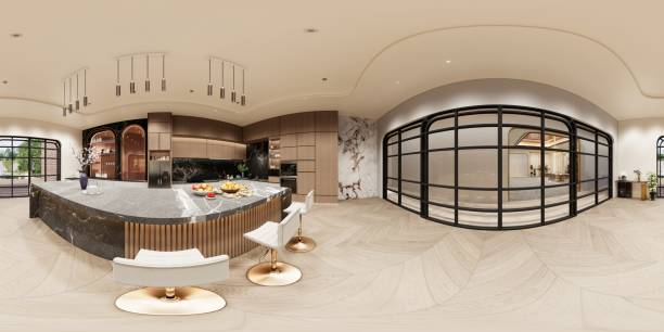 istock 3D render exterior  of modern house exterior. 360 Panorama vr. 2203033371